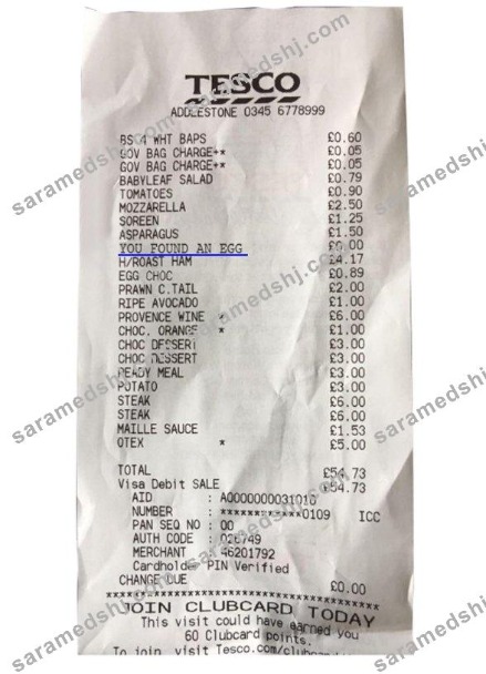 Tesco supermarket receipt